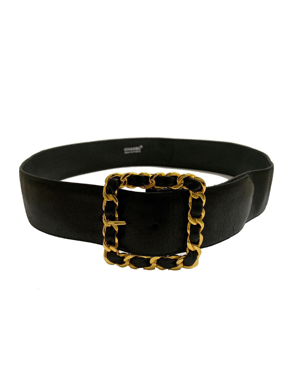 Ceinture vintage CHANEL cuir noir