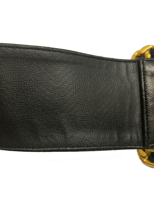 Ceinture vintage CHANEL cuir noir