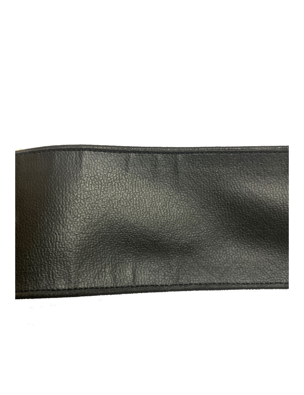 Ceinture CHANEL Vintage boucle chaine dorée entrelacée de cuir noir