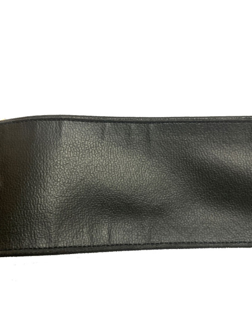 Ceinture CHANEL Vintage boucle chaine dorée entrelacée de cuir noir