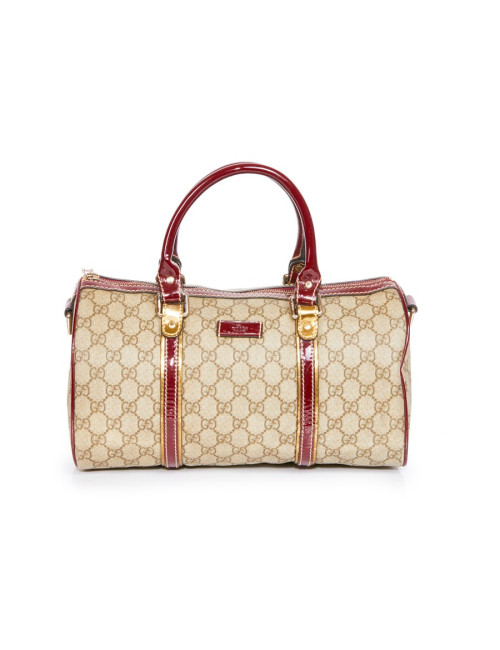 Sac GUCCI toile monogram et cuir verni bordeaux