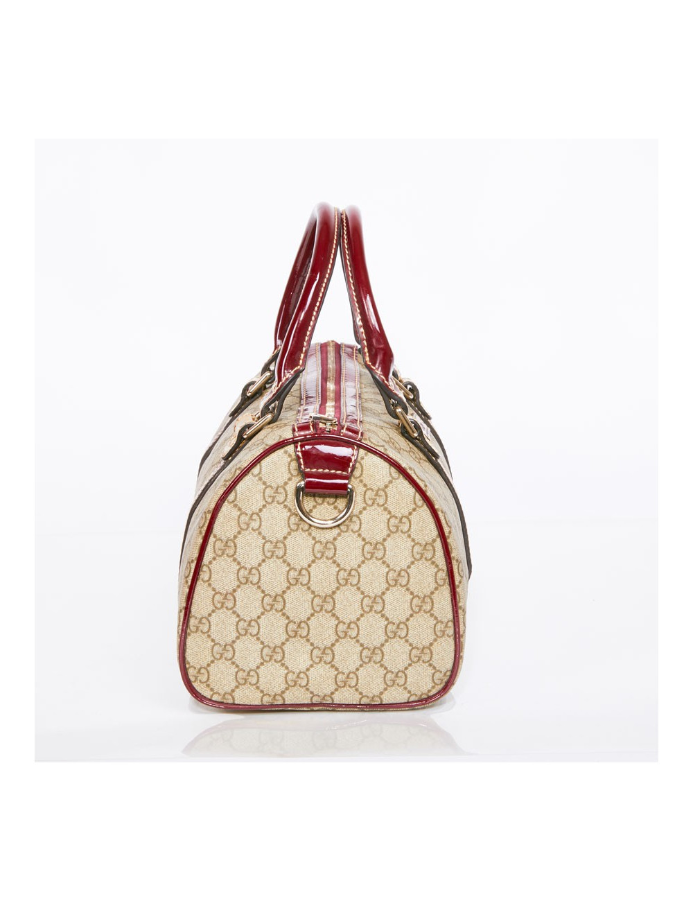 Sac GUCCI toile monogram et cuir verni bordeaux
