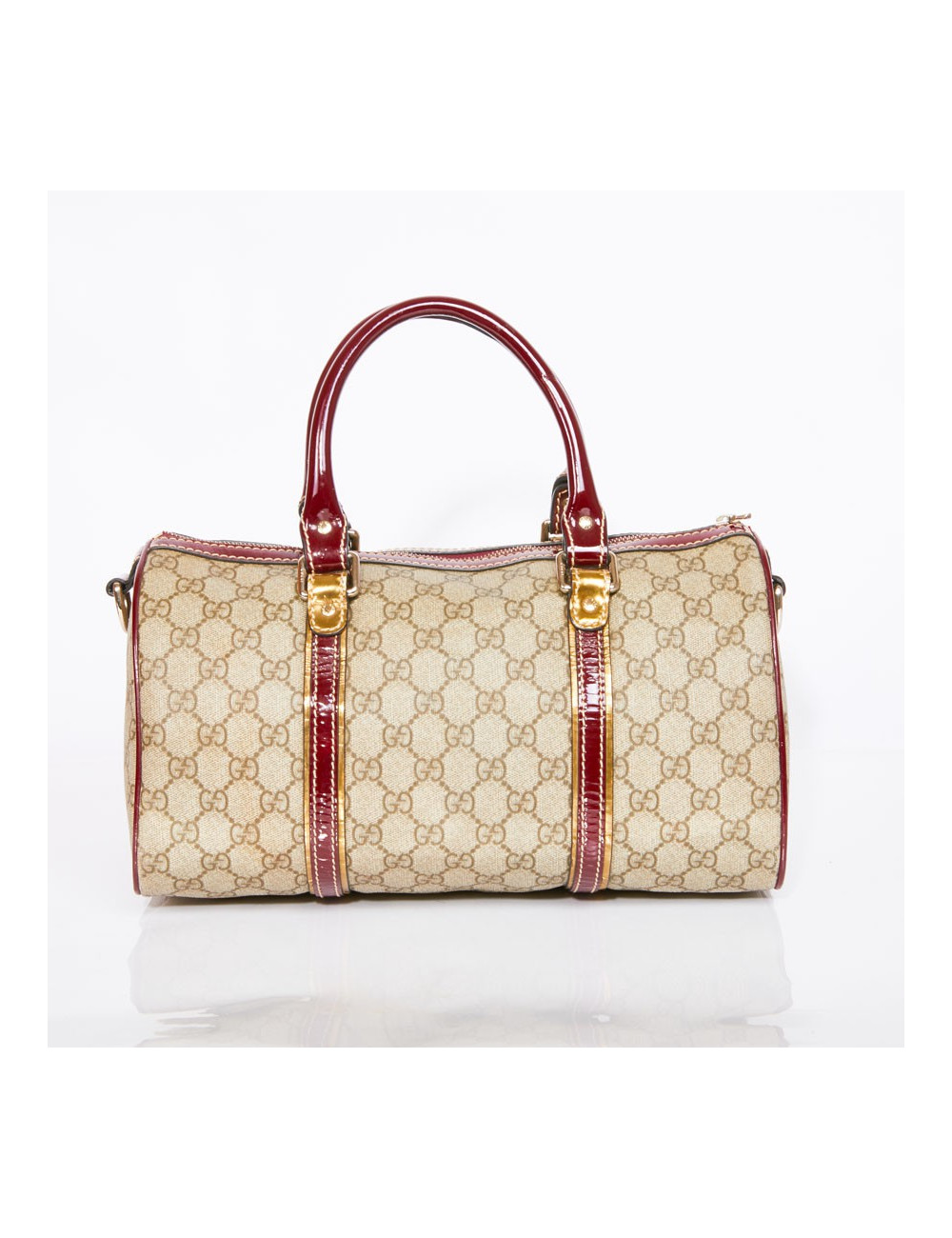 Sac GUCCI toile monogram et cuir verni bordeaux