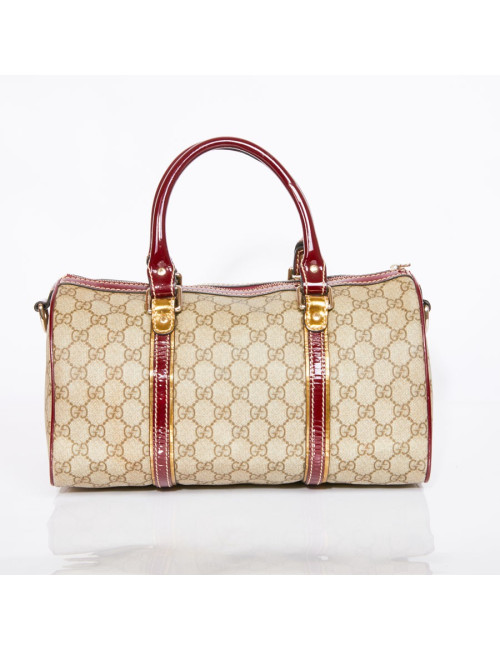 Sac GUCCI toile monogram et cuir verni bordeaux