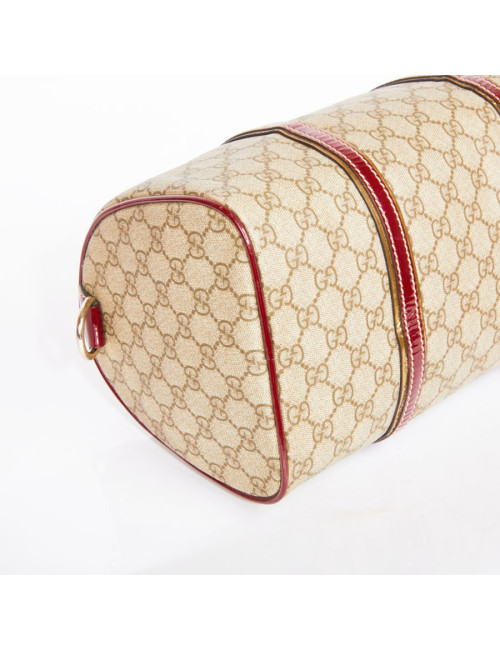 Sac GUCCI toile monogrammée et cuir verni bordeaux et doré
