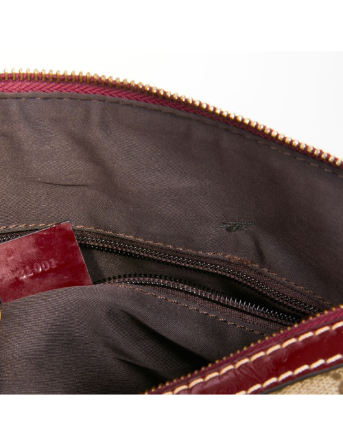 Sac GUCCI toile monogrammée et cuir verni bordeaux et doré