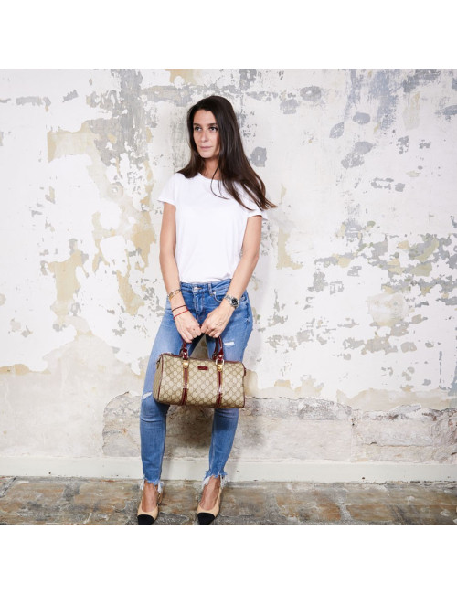 Sac GUCCI toile monogram et cuir verni bordeaux