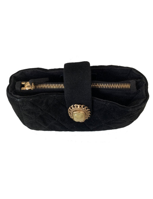 Porte monnaie CHANEL veau velours noir