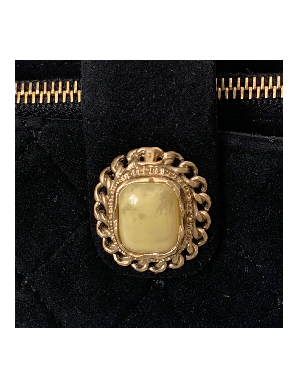 Porte monnaie CHANEL veau velours noir