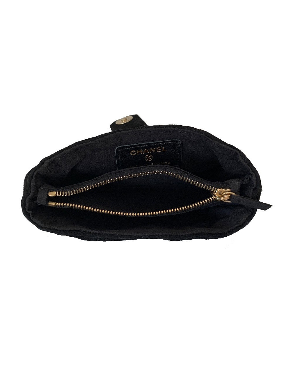 Porte monnaie CHANEL veau velours noir
