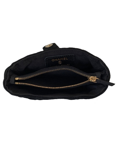 Porte monnaie CHANEL veau velours noir