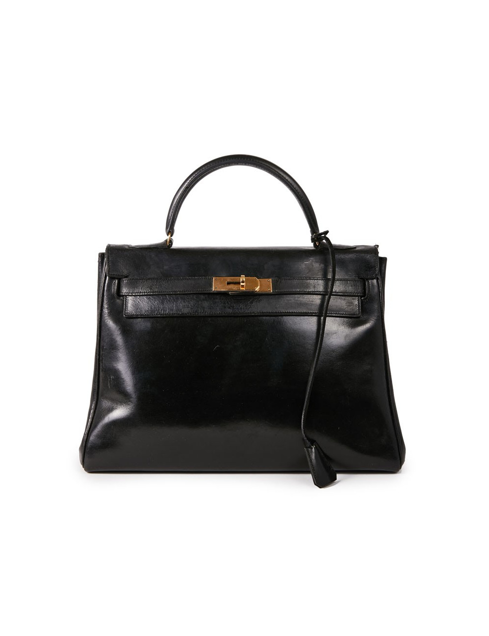 Sac Kelly 32 vintage HERMES cuir box noir