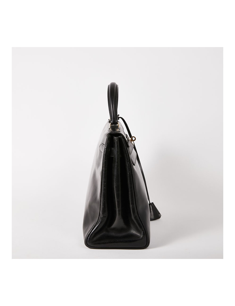 Sac Kelly 32 vintage HERMES cuir box noir