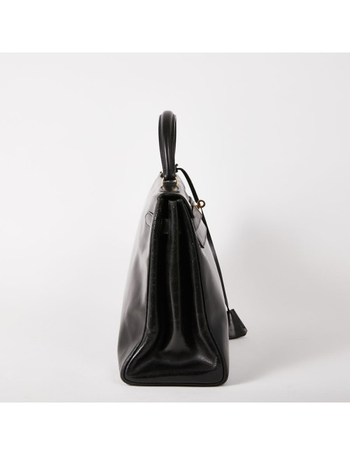 Sac Kelly 32 vintage HERMES cuir box noir