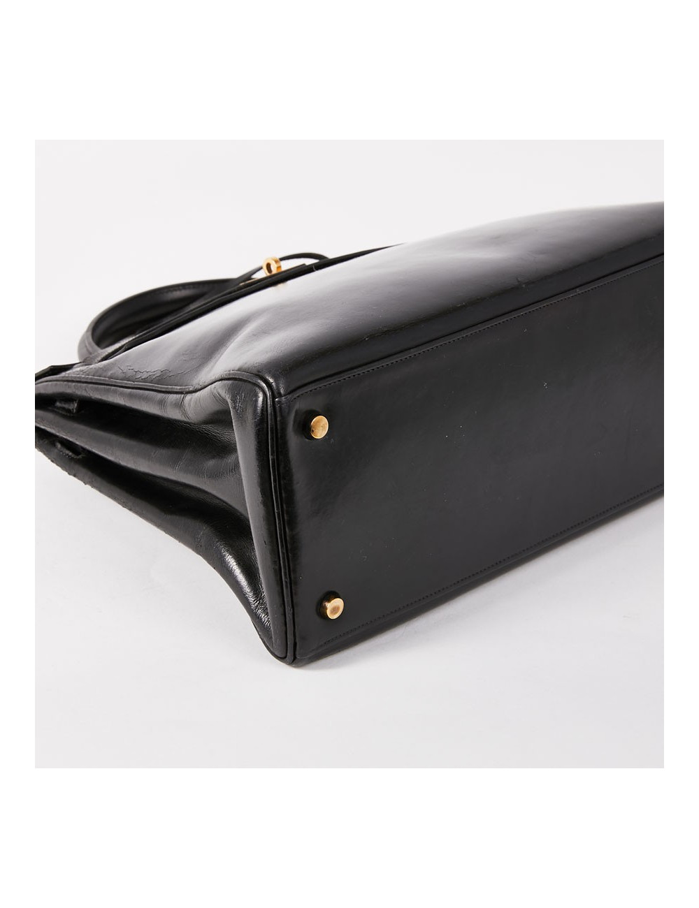 Sac Kelly 32 vintage HERMES cuir box noir