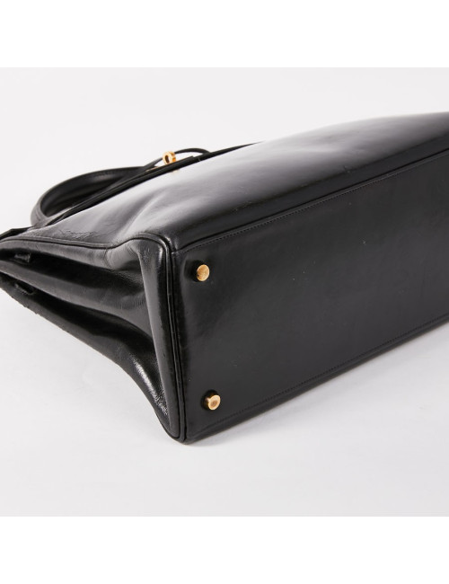 Sac Kelly 32 vintage HERMES cuir box noir
