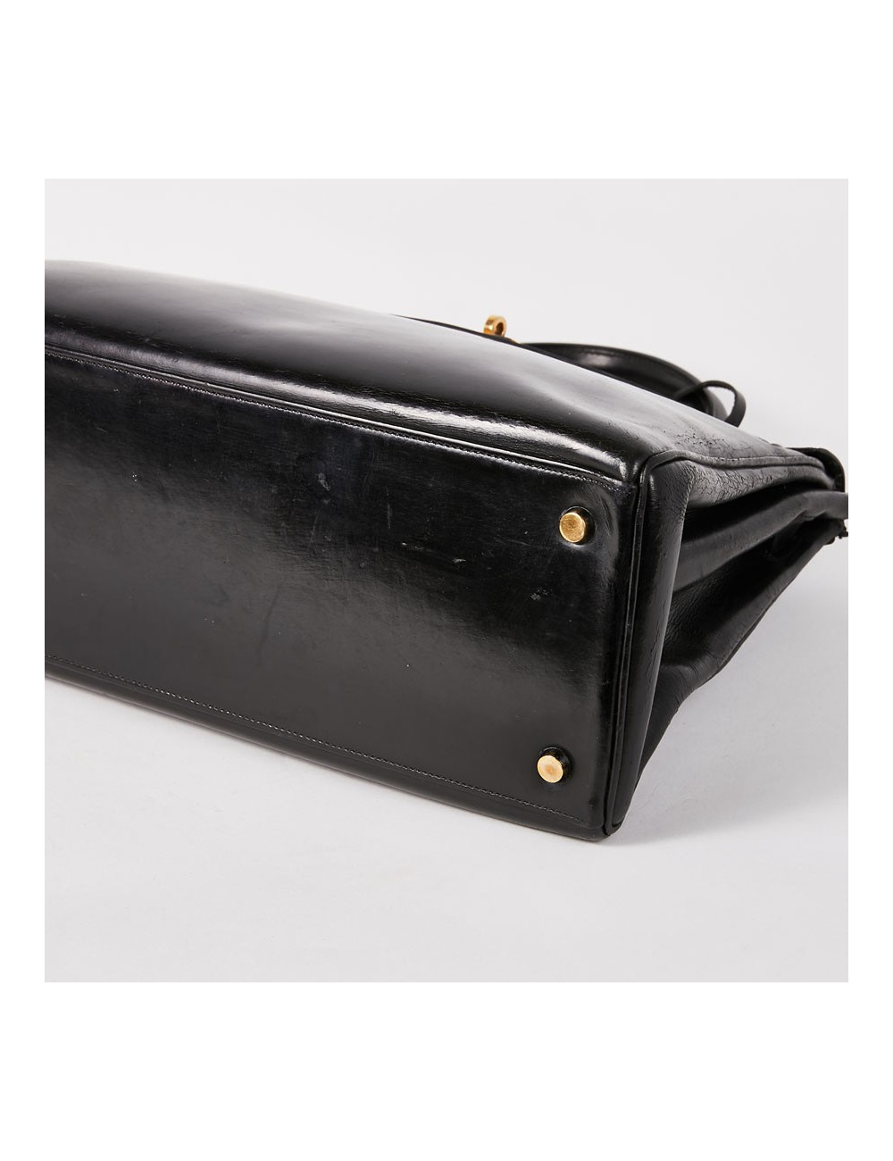 Sac Kelly 32 vintage HERMES cuir box noir