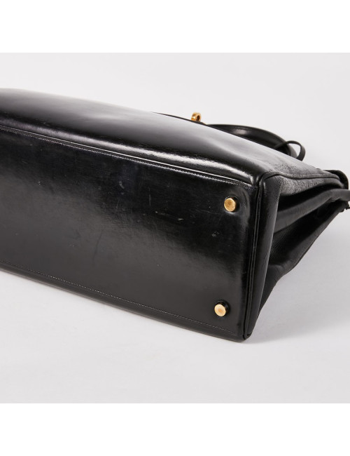 Sac Kelly 32 vintage HERMES cuir box noir
