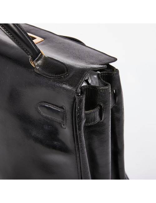 Sac Kelly 32 vintage HERMES cuir box noir