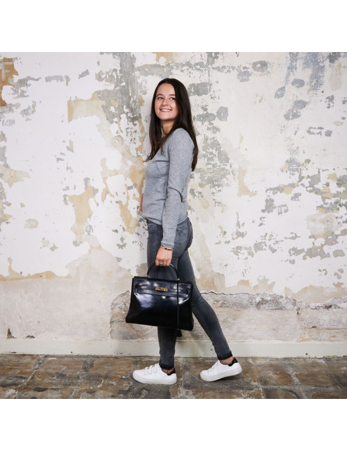 Sac Kelly 32 vintage HERMES cuir box noir