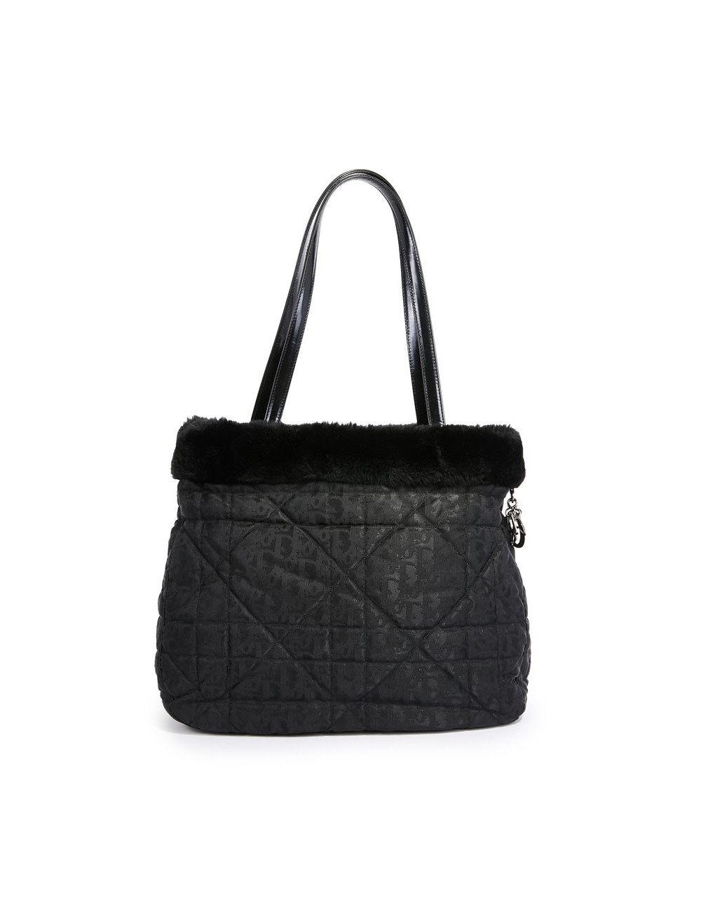 Sac toile mongram CHRSTIAN DIOR et fausse fourrure noire