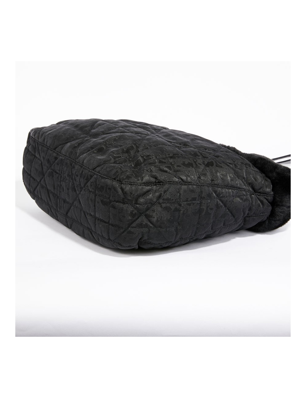 Sac toile monogramme CHRISTIAN DIOR fausse fourrure