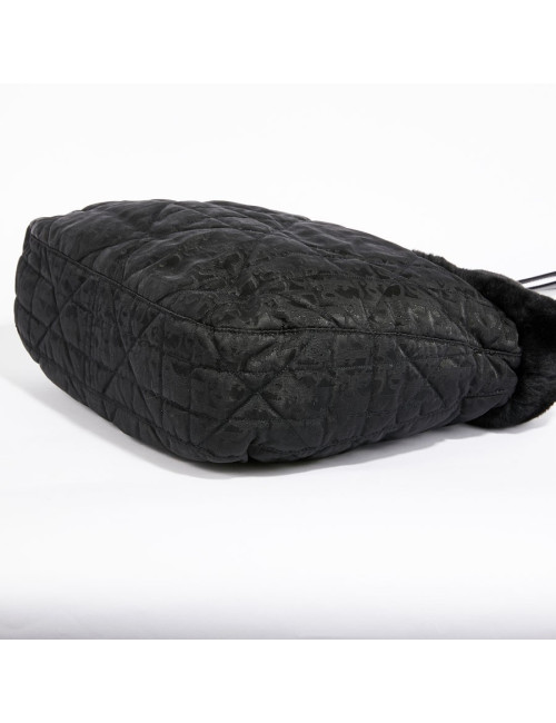 Sac toile monogramme CHRISTIAN DIOR fausse fourrure
