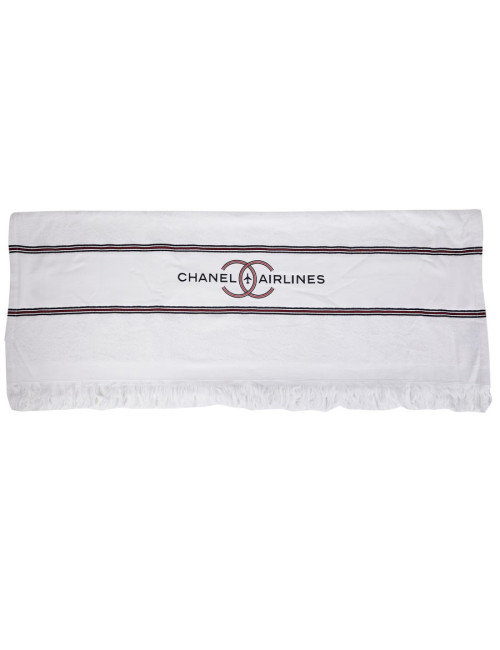 Sac de plage "Airlines" CHANEL argenté et bleu marine