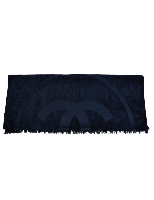 Serviette de plage CHANEL bleu marine logo CC