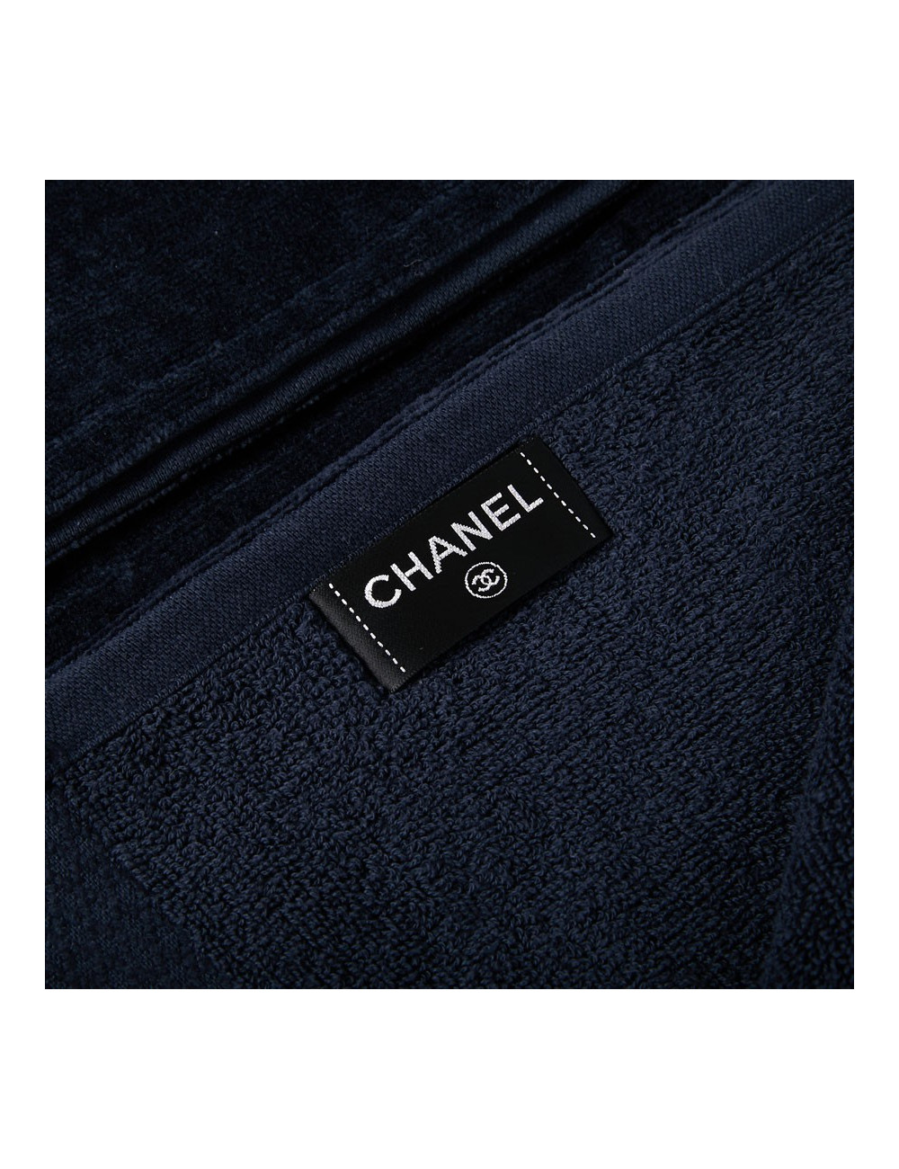 Serviette de plage CHANEL bleu marine logo CC