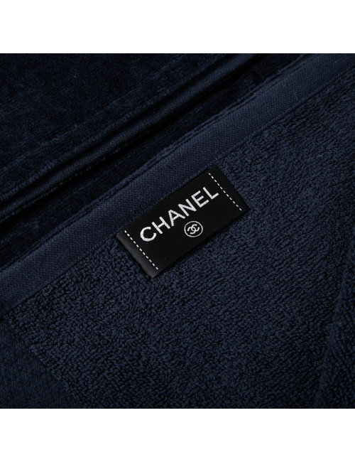 Serviette de plage CHANEL bleu marine logo CC