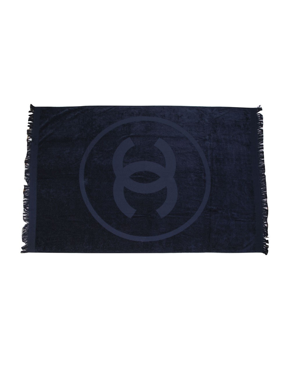 Serviette de plage CHANEL noire logo camélia CC