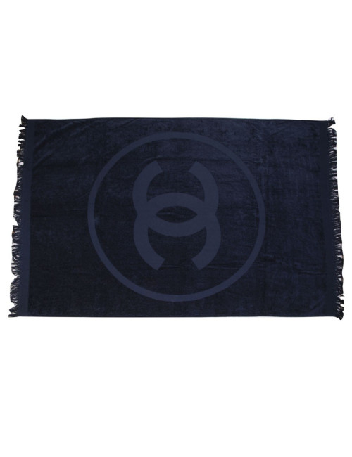 Serviette de plage CHANEL bleu marine logo CC
