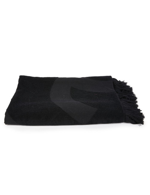 Serviette de plage CHANEL noire logo CC
