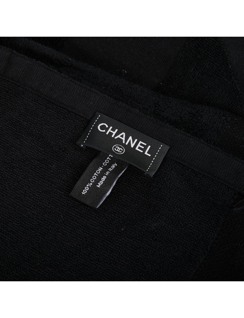 Serviette de plage CHANEL noire logo CC