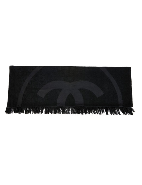 Serviette de plage CHANEL noire logo CC