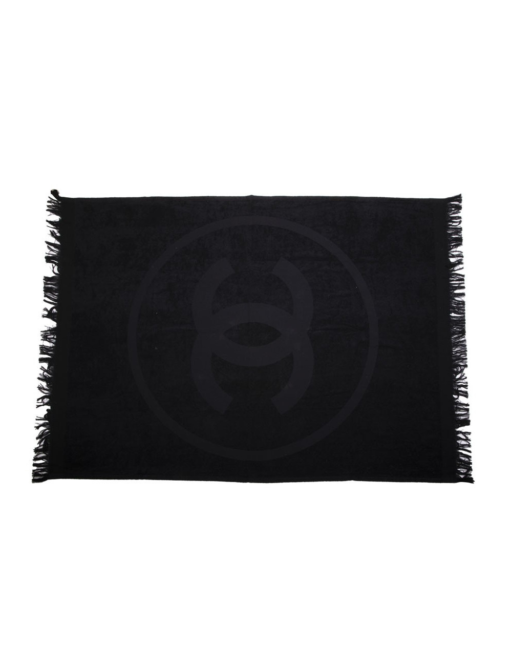 Serviette de plage CHANEL noire logo CC