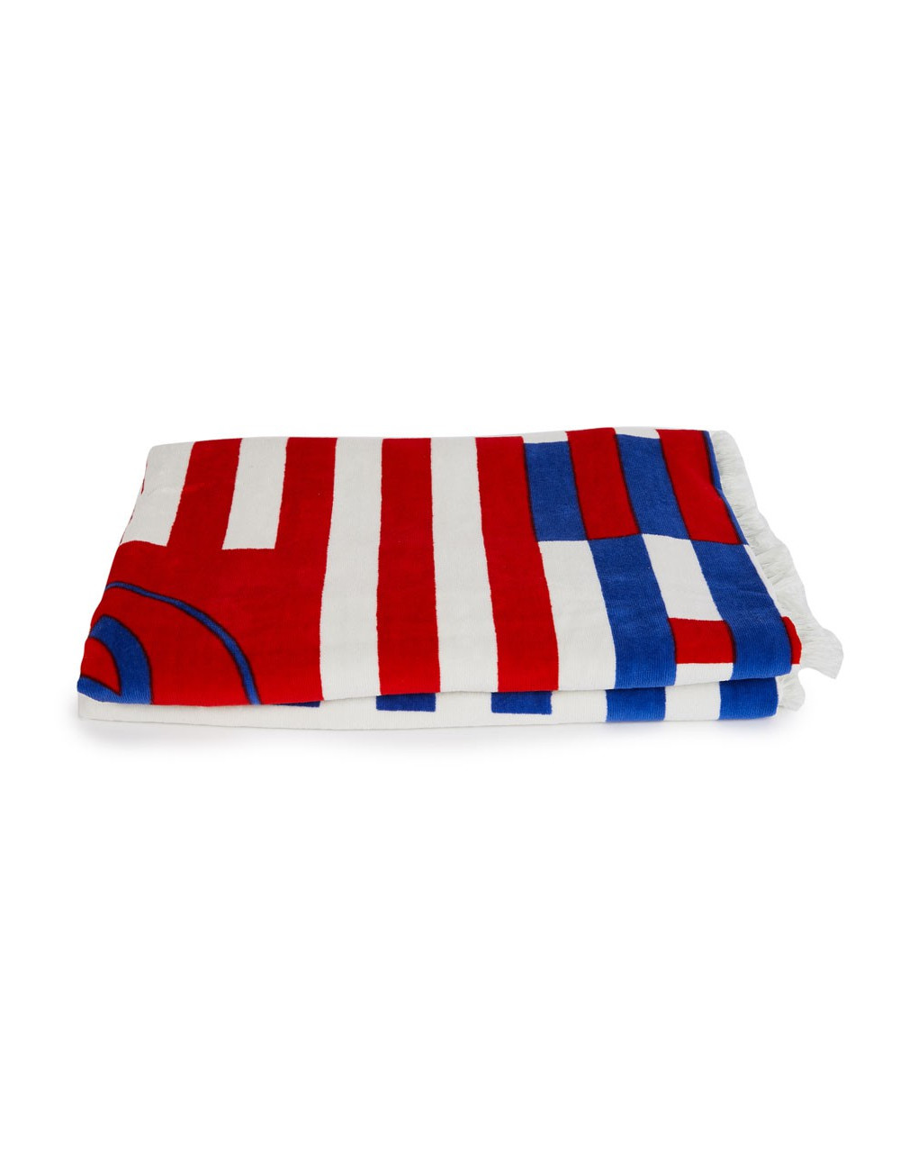 Serviette de plage CHANEL blanche à rayures multicolores