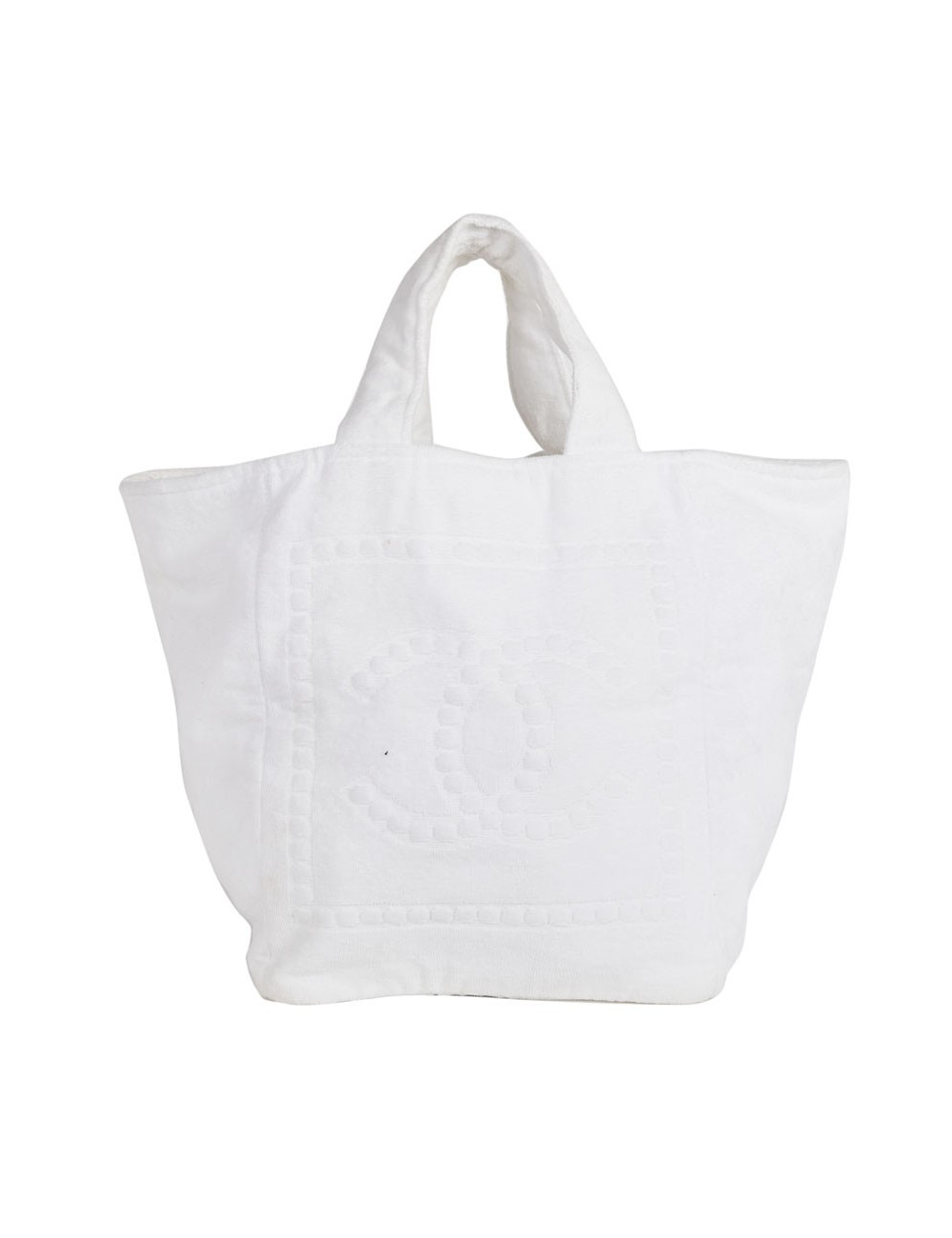 Sac de plage CHANEL tissu éponge blanc