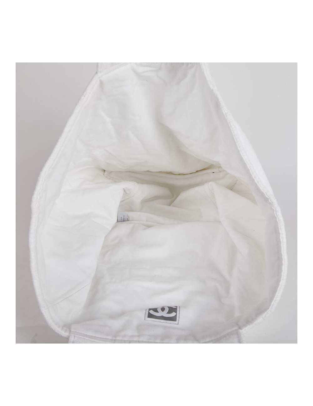 Sac de plage CHANEL tissu éponge blanc