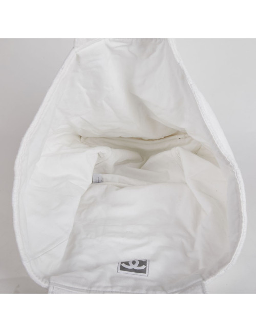 Sac de plage CHANEL tissu éponge blanc
