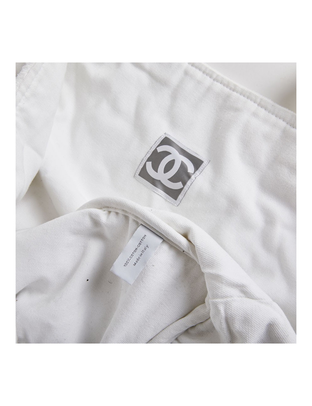 Sac de plage CHANEL tissu éponge blanc