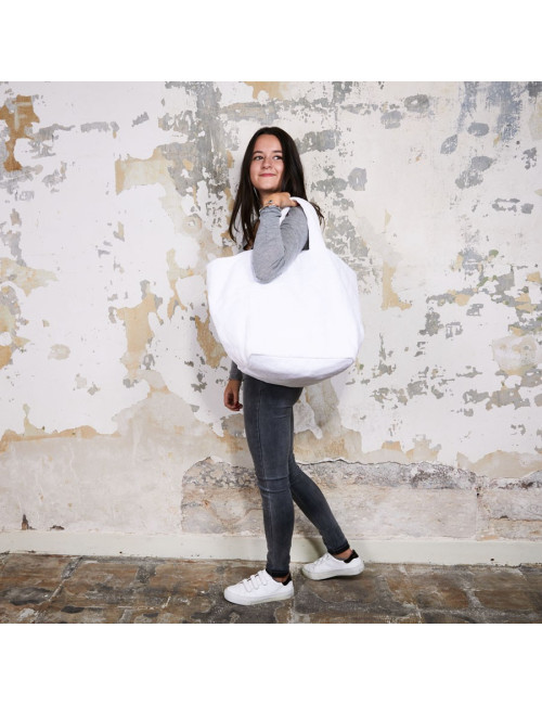 Sac de plage CHANEL tissu éponge blanc