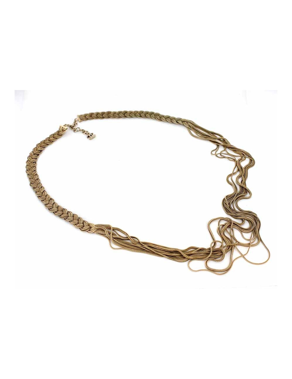 Sautoir CHANEL tressé en métal doré 