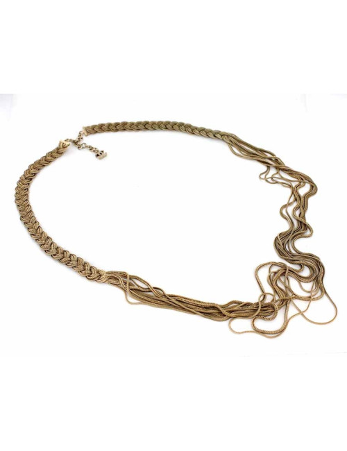 Sautoir CHANEL tressé en métal doré 