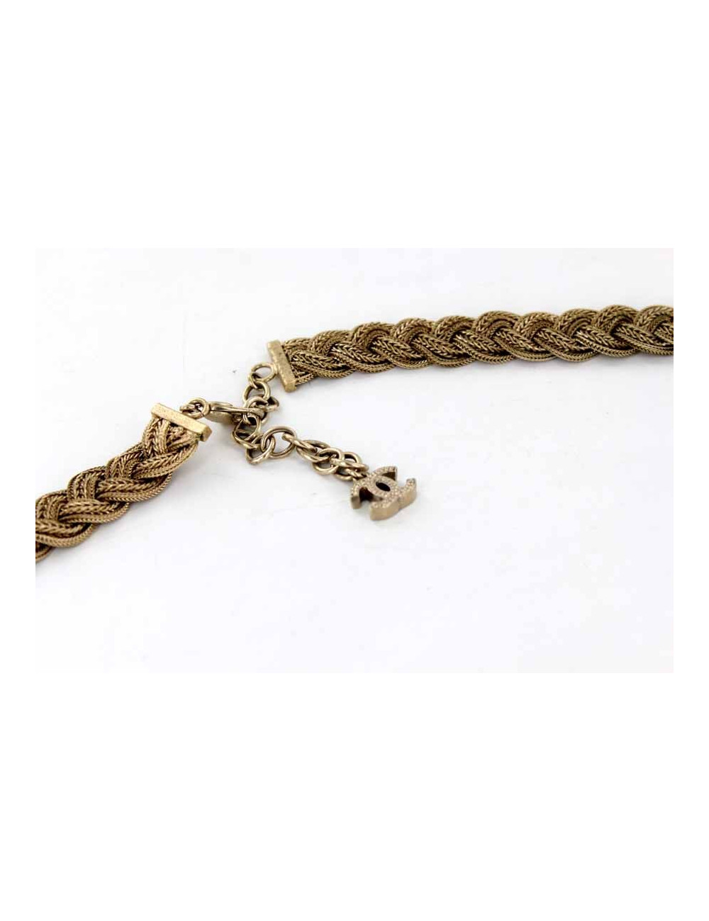 Sautoir CHANEL tressé en métal doré 