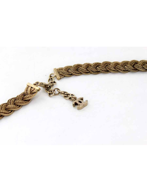 Sautoir CHANEL tressé en métal doré 