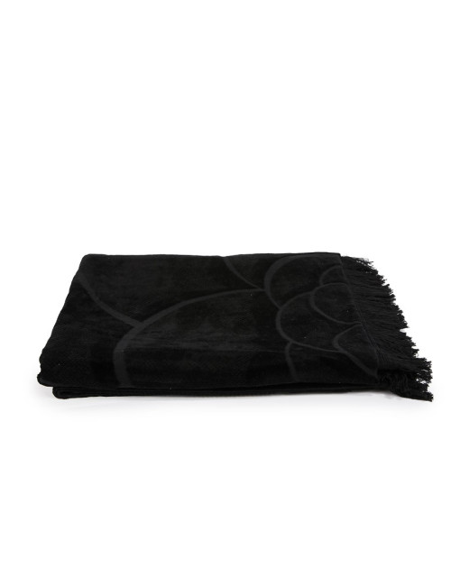 Serviette de plage CHANEL noire logo camélia CC