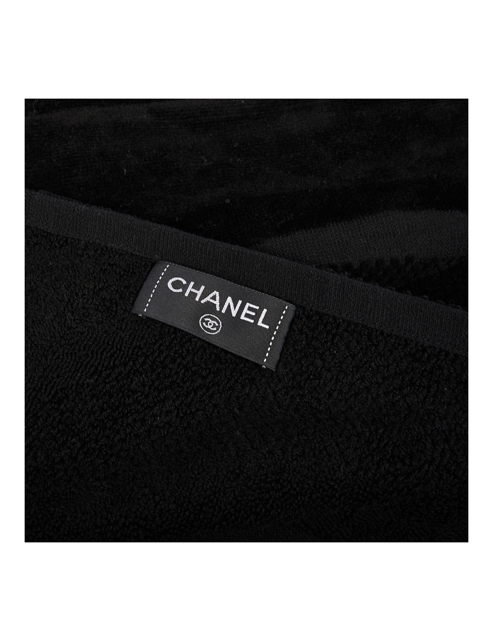 Serviette de plage CHANEL noire logo CC