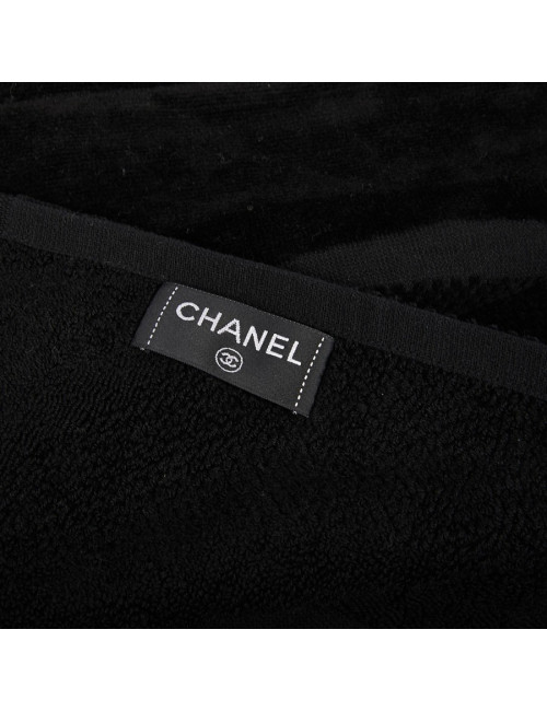 Serviette de plage CHANEL noire logo CC
